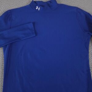 Under Armour Shirt Women XL Blue ColdGear Compression Mock Neck Long Sleeve Base